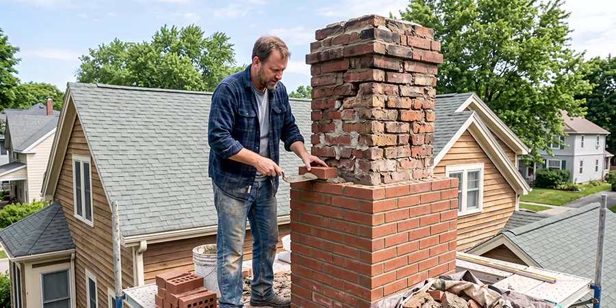 Old and Crumbling Brick Chimney Rebuild Bridgewater