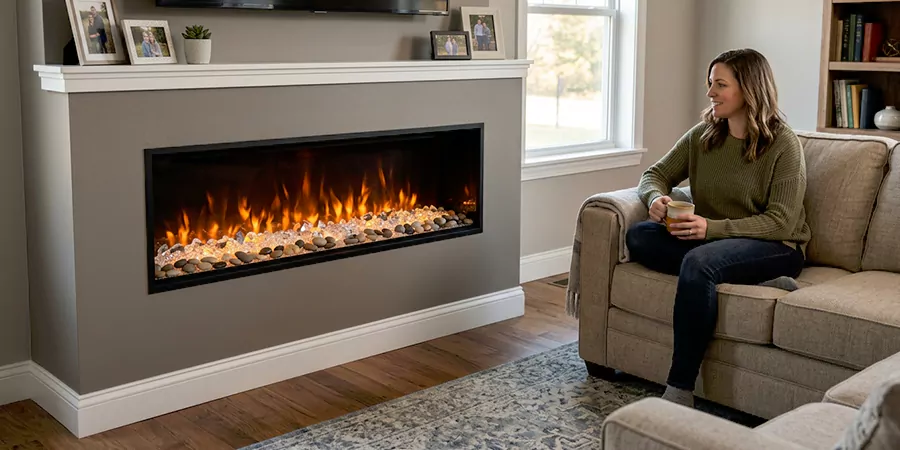 Electric Fireplace With Crystal and Pebble Embers Bridgewater
