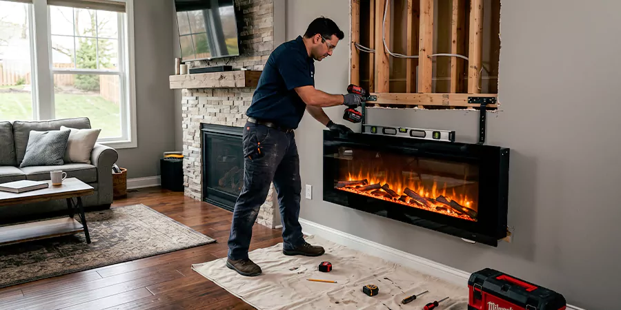 Fake Fireplace and Faux Insert Installation Bridgewater