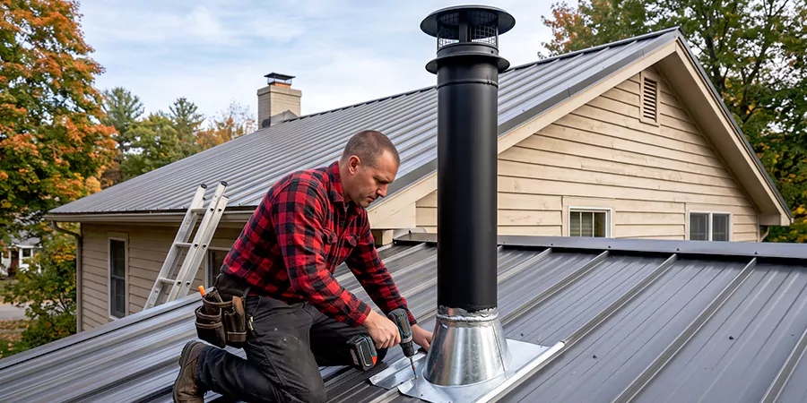 Stove Pipe Through Metal Wall or Roof Bridgewater
